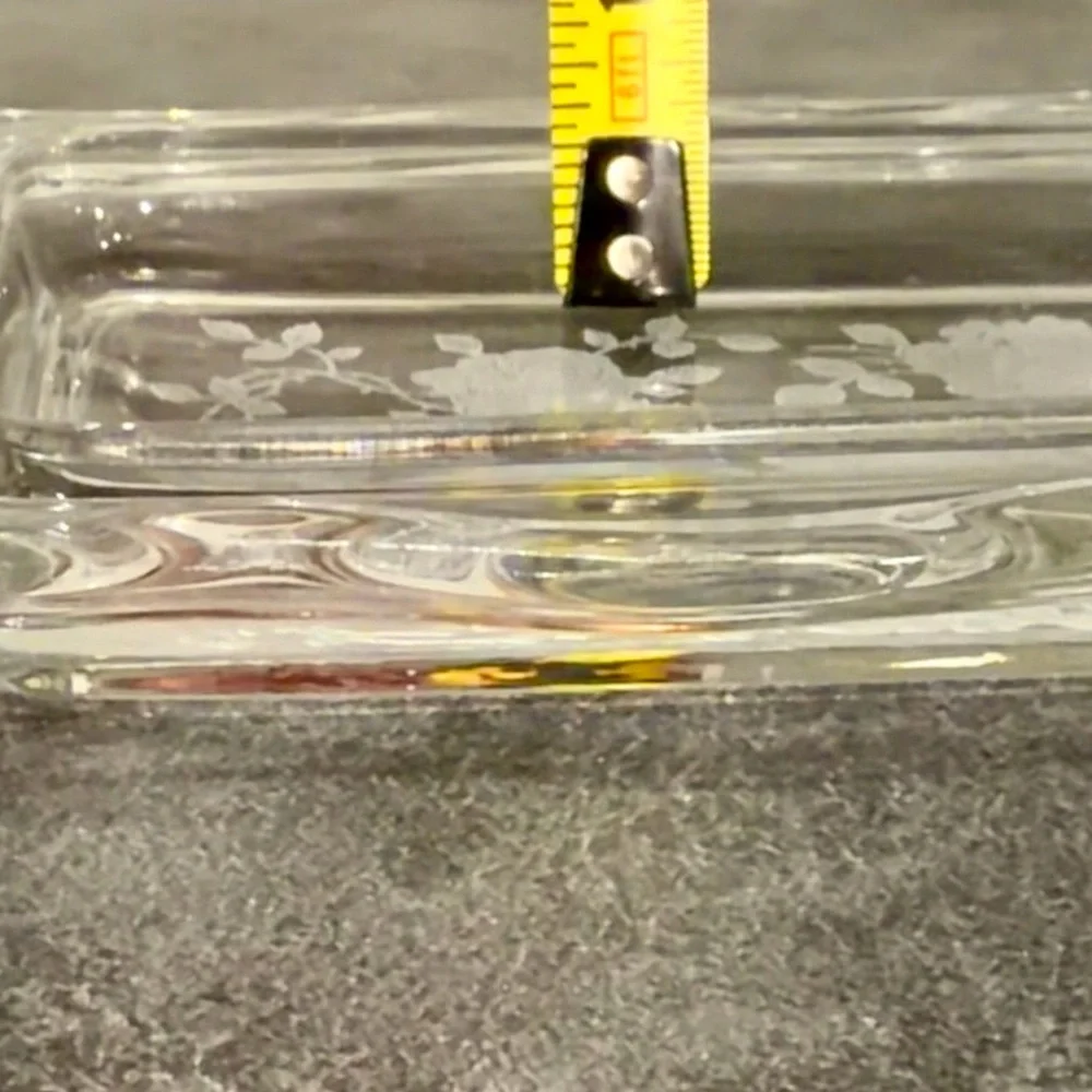 Fostoria Glass Etches Roses Butter Dish